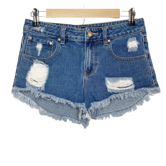 PS Erin Wasson Boho Tribal Pocket High Waist Frayed Hem Denim Shorts Size 27 - Picture 2 of 7